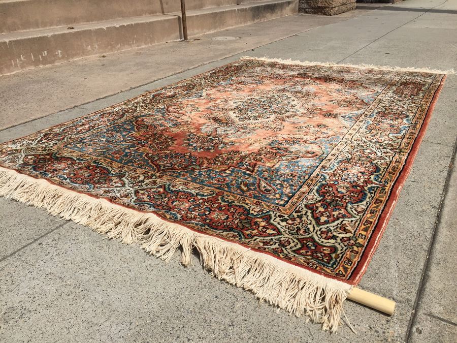 Stunning Hand Knotted Silk Rug Was Wall Mounted