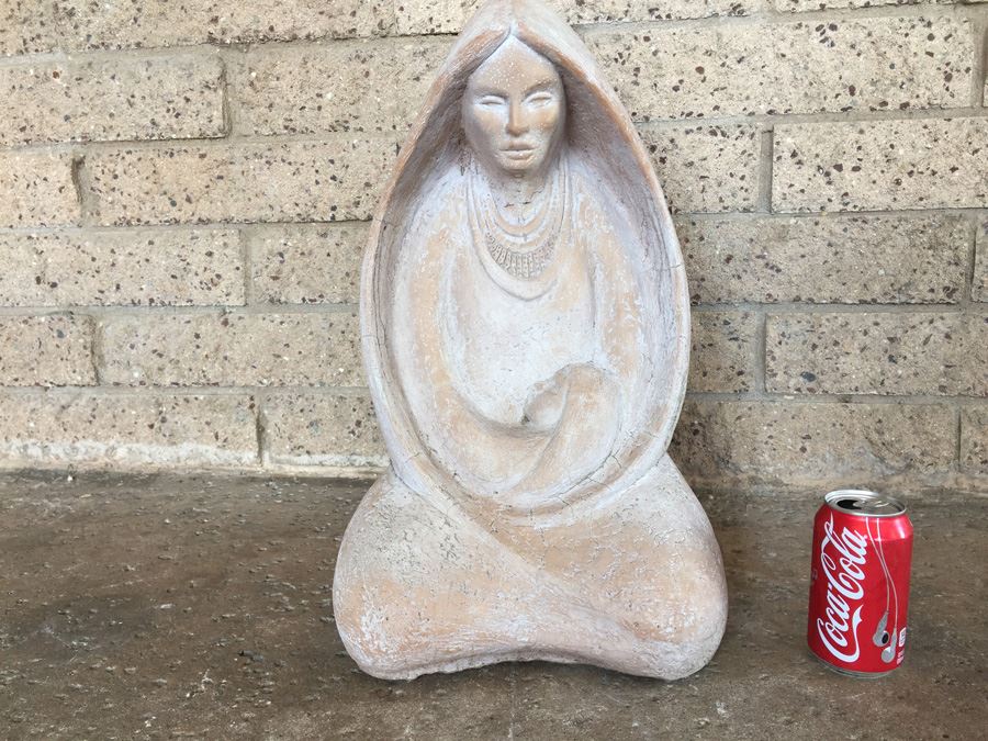 Large Signed Native American Garden Sculpture Signed On Lower Back But Signature Is Illegible [Photo 10]