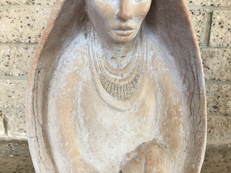 Large Signed Native American Garden Sculpture Signed On Lower Back But Signature Is Illegible [Photo 7]