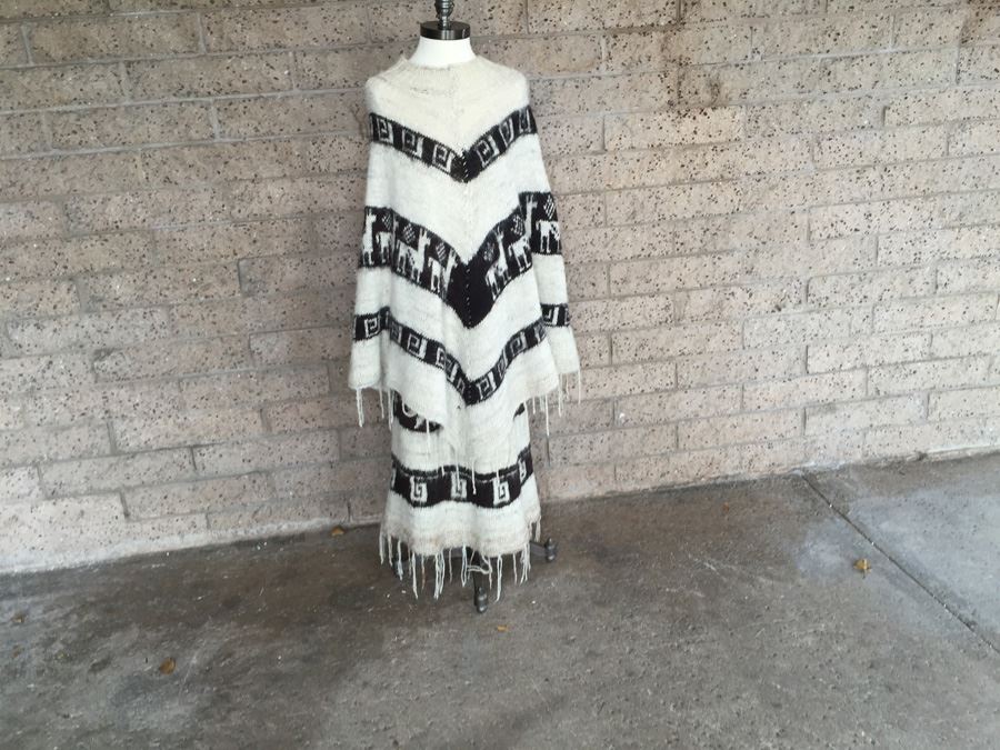 Poncho Style Sweater With Long Skirt