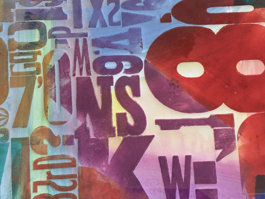 Monotype 'Color Ink And Type Study No 35' Hand Signed By Lloyd Schermer 1997 [Photo 10]