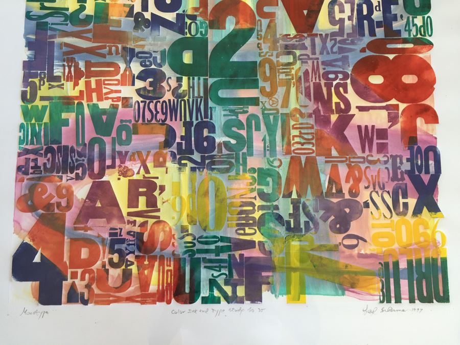 Monotype 'Color Ink And Type Study No 35' Hand Signed By Lloyd Schermer 1997 [Photo 6]