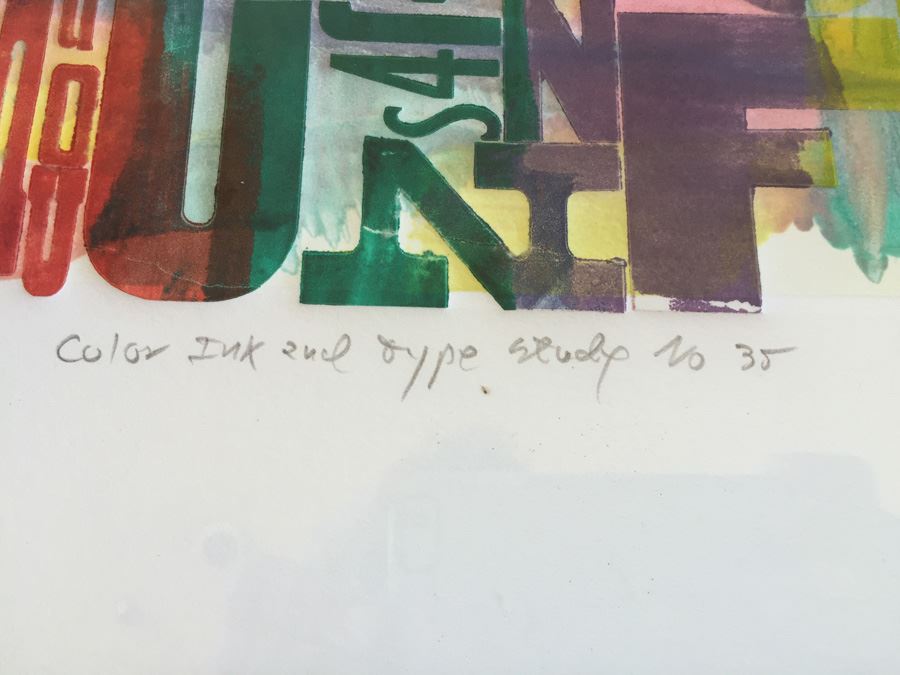 Monotype 'Color Ink And Type Study No 35' Hand Signed By Lloyd Schermer 1997 [Photo 4]