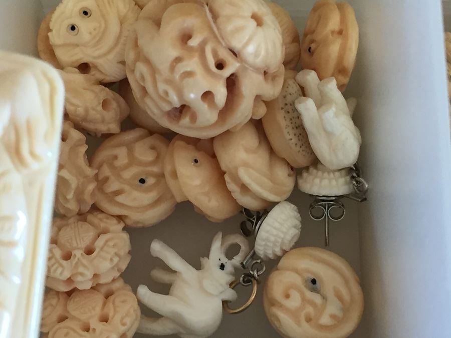 Large Collection Of Jewelry Making Items Including Jade, Turquoise, Agate, Carved Bone, Craft Supplies [Photo 12]