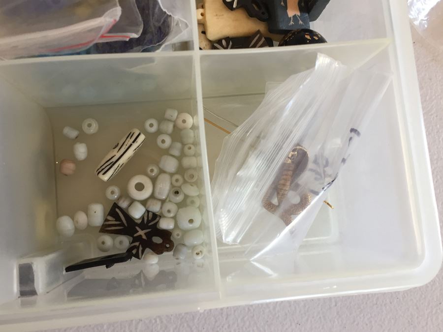 Large Collection Of Jewelry Making Items Including Jade, Turquoise, Agate, Carved Bone, Craft Supplies [Photo 28]