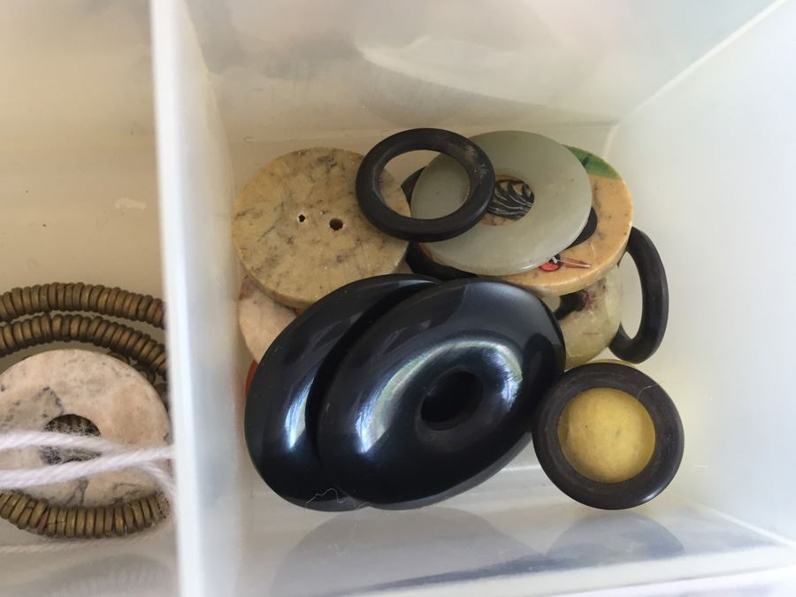 Large Collection Of Jewelry Making Items Including Jade, Turquoise, Agate, Carved Bone, Craft Supplies [Photo 27]