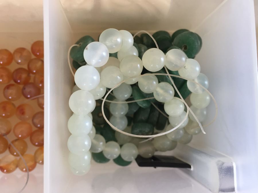 Large Collection Of Jewelry Making Items Including Jade, Turquoise, Agate, Carved Bone, Craft Supplies [Photo 25]