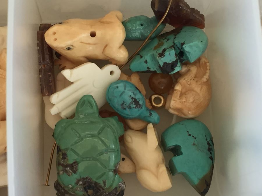 Large Collection Of Jewelry Making Items Including Jade, Turquoise, Agate, Carved Bone, Craft Supplies [Photo 4]