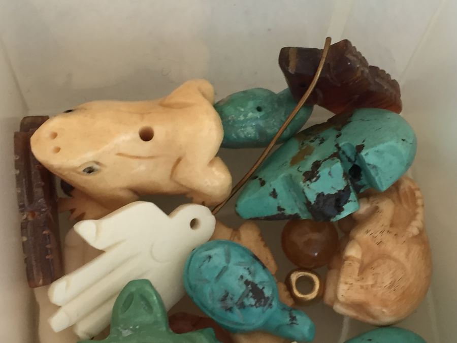 Large Collection Of Jewelry Making Items Including Jade, Turquoise, Agate, Carved Bone, Craft Supplies [Photo 13]