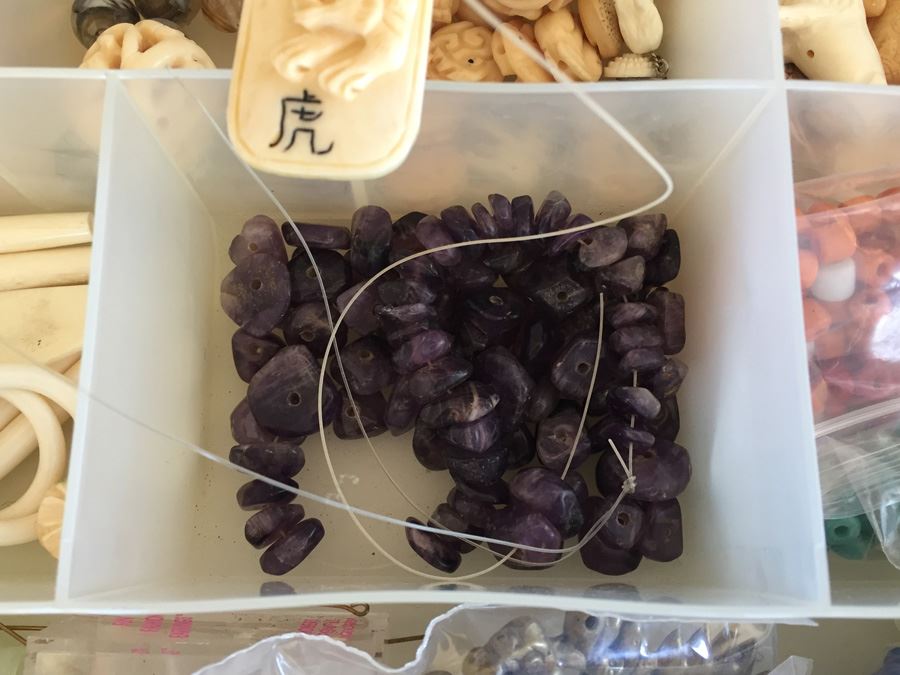 Large Collection Of Jewelry Making Items Including Jade, Turquoise, Agate, Carved Bone, Craft Supplies [Photo 18]