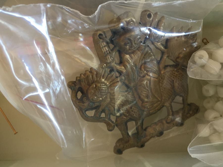 Large Collection Of Jewelry Making Items Including Jade, Turquoise, Agate, Carved Bone, Craft Supplies [Photo 21]