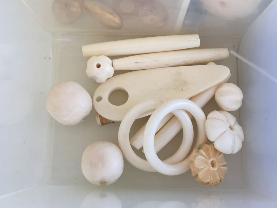 Large Collection Of Jewelry Making Items Including Jade, Turquoise, Agate, Carved Bone, Craft Supplies [Photo 19]