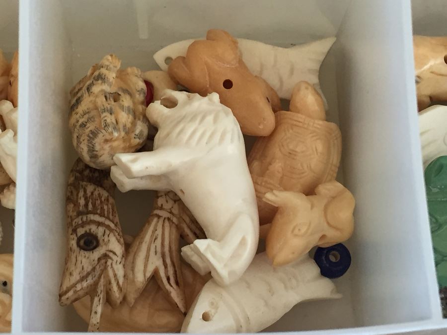 Large Collection Of Jewelry Making Items Including Jade, Turquoise, Agate, Carved Bone, Craft Supplies [Photo 5]