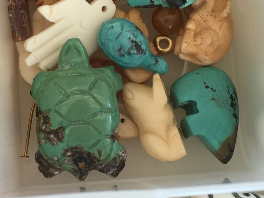 Large Collection Of Jewelry Making Items Including Jade, Turquoise, Agate, Carved Bone, Craft Supplies [Photo 14]