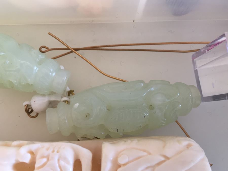 Large Collection Of Jewelry Making Items Including Jade, Turquoise, Agate, Carved Bone, Craft Supplies [Photo 23]