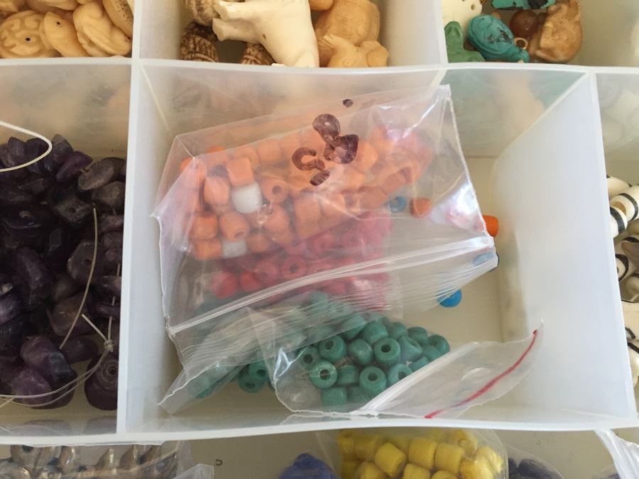 Large Collection Of Jewelry Making Items Including Jade, Turquoise, Agate, Carved Bone, Craft Supplies [Photo 17]