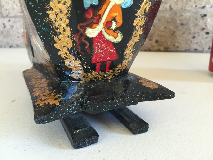 Hand Painted Santa Claus On Sleigh Possibly Russian [Photo 11]