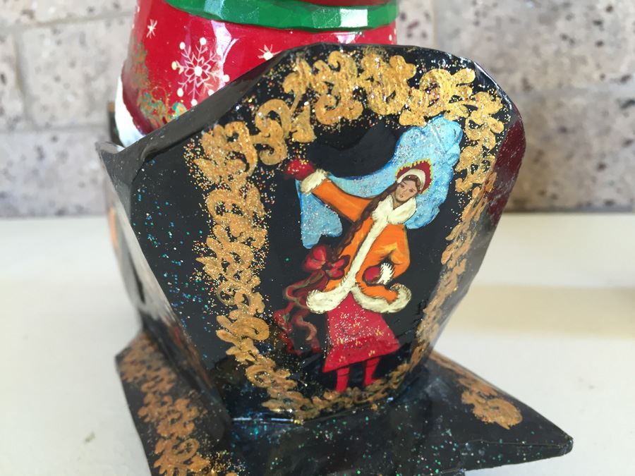 Hand Painted Santa Claus On Sleigh Possibly Russian [Photo 10]