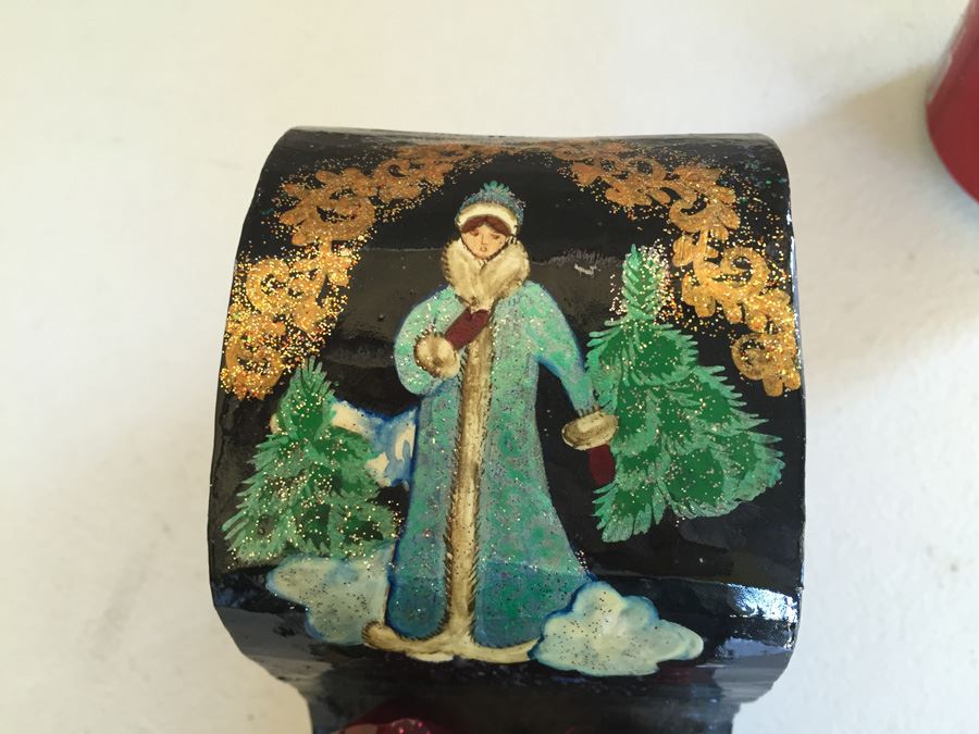 Hand Painted Santa Claus On Sleigh Possibly Russian [Photo 7]