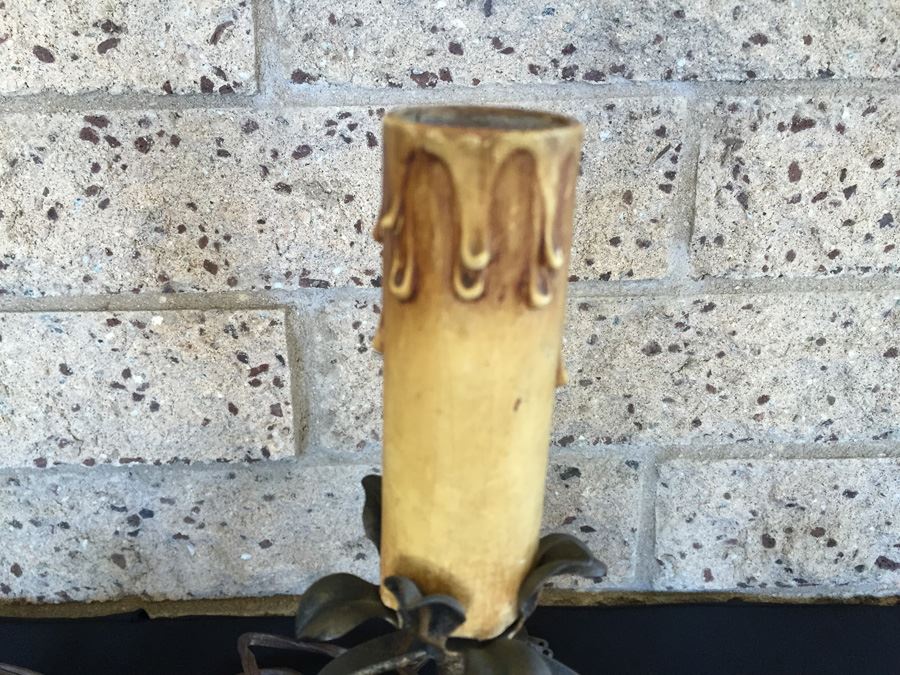 Pair Of Vintage Hand Painted Metal Table Lamps [Photo 7]