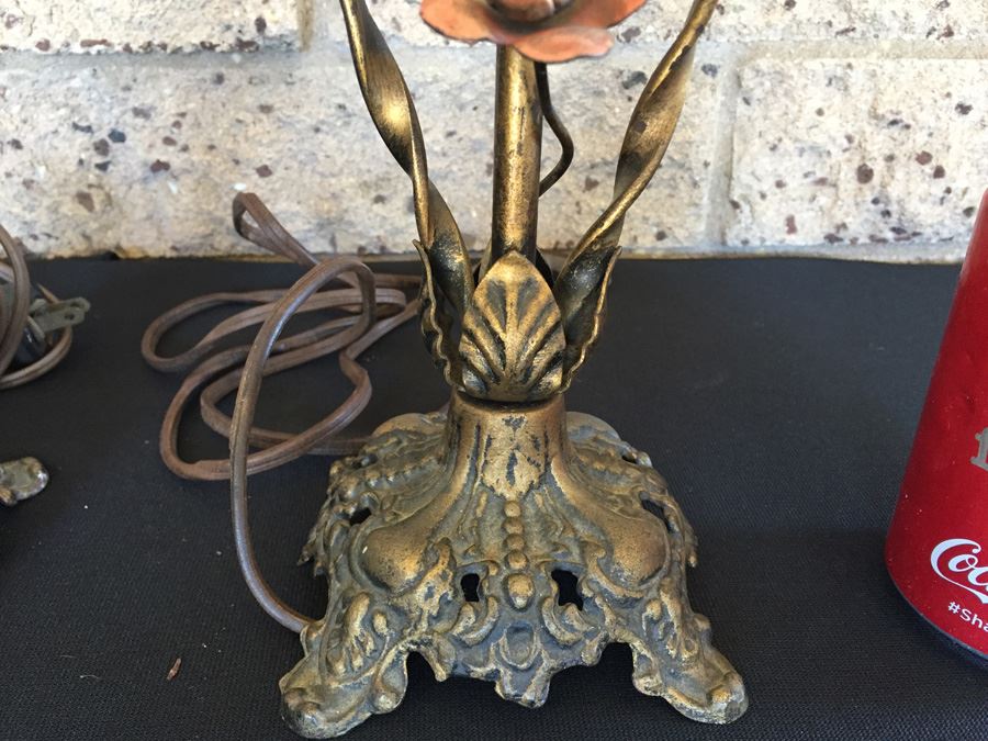 Pair Of Vintage Hand Painted Metal Table Lamps [Photo 2]