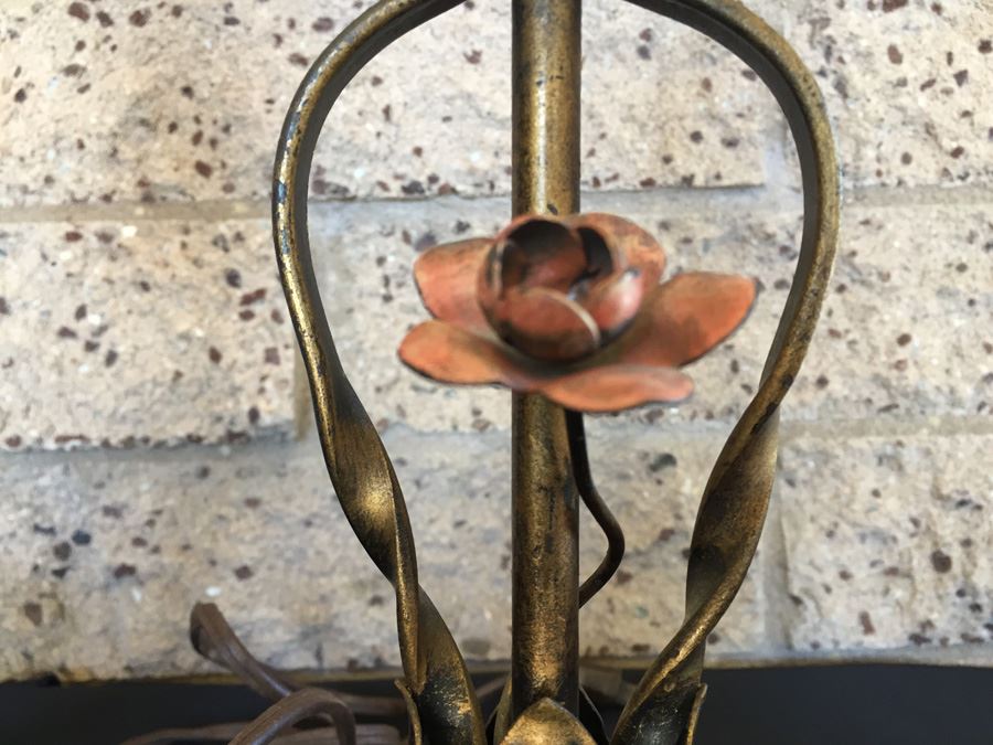 Pair Of Vintage Hand Painted Metal Table Lamps [Photo 6]