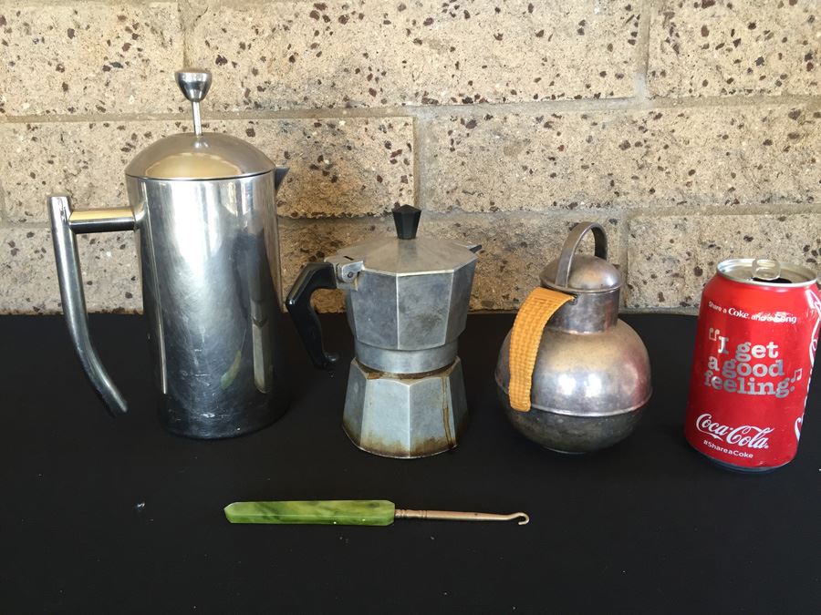 Various Kitchen Items Including International Silver, Frieling French Press, Vintage Button Hook [Photo 1]