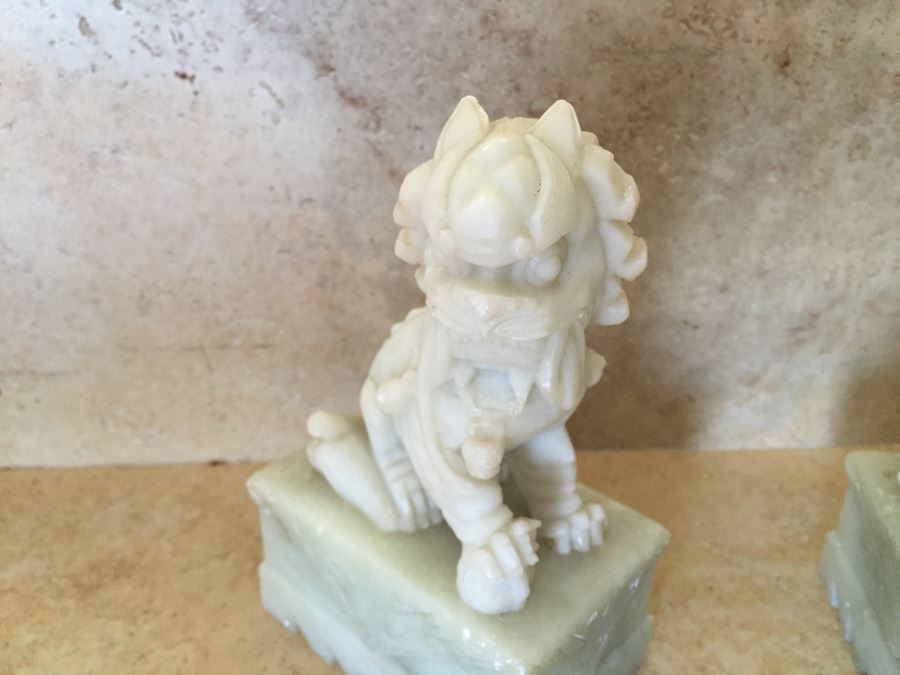 Pair Of Chinese Carved Jade Foo Dogs [Photo 13]