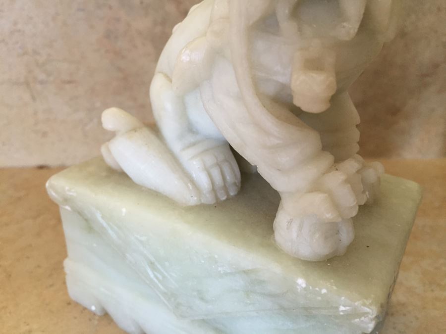Pair Of Chinese Carved Jade Foo Dogs [Photo 15]