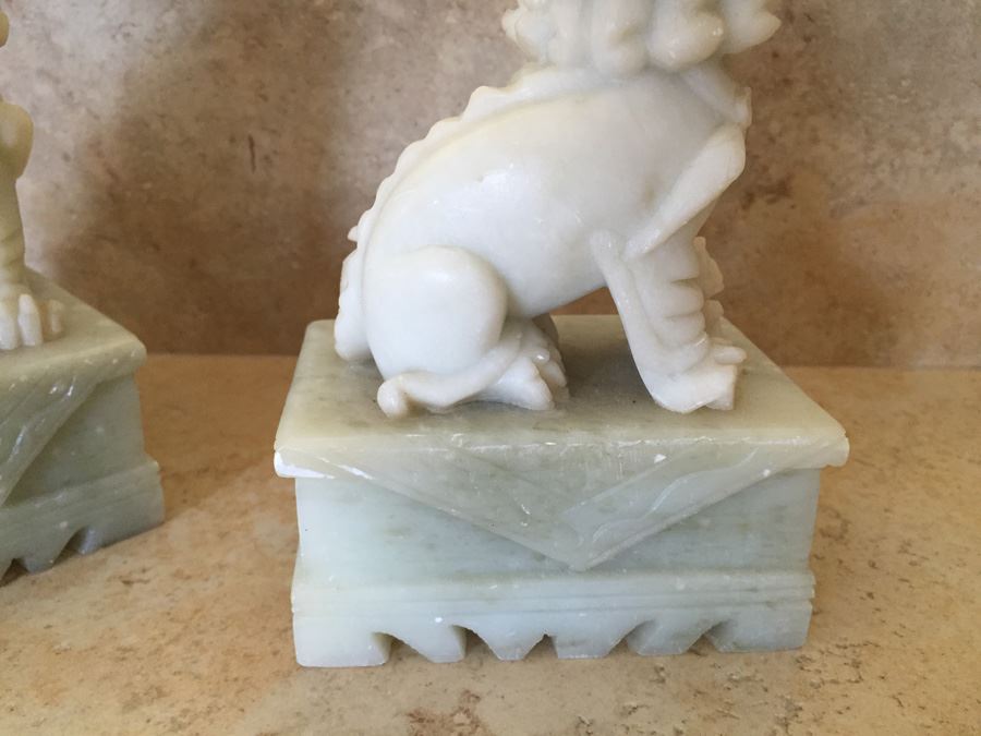 Pair Of Chinese Carved Jade Foo Dogs [Photo 11]