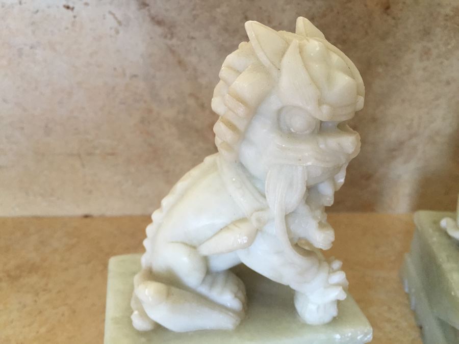 Pair Of Chinese Carved Jade Foo Dogs [Photo 18]