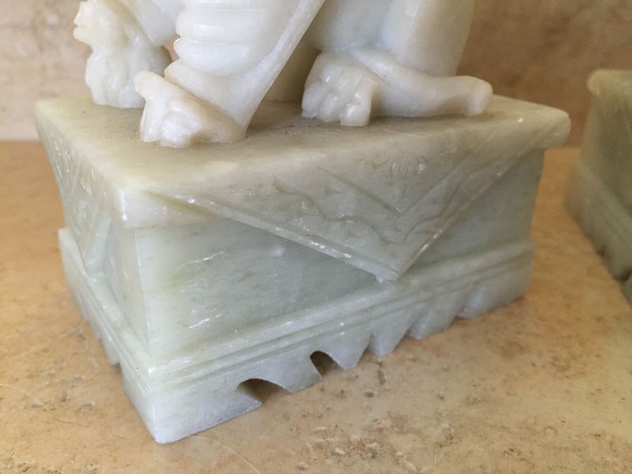 Pair Of Chinese Carved Jade Foo Dogs [Photo 21]
