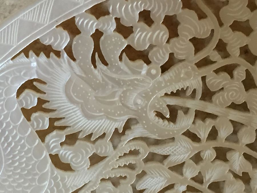 Finely Hand Carved Abalone Shell With Dragon And Bird [Photo 12]
