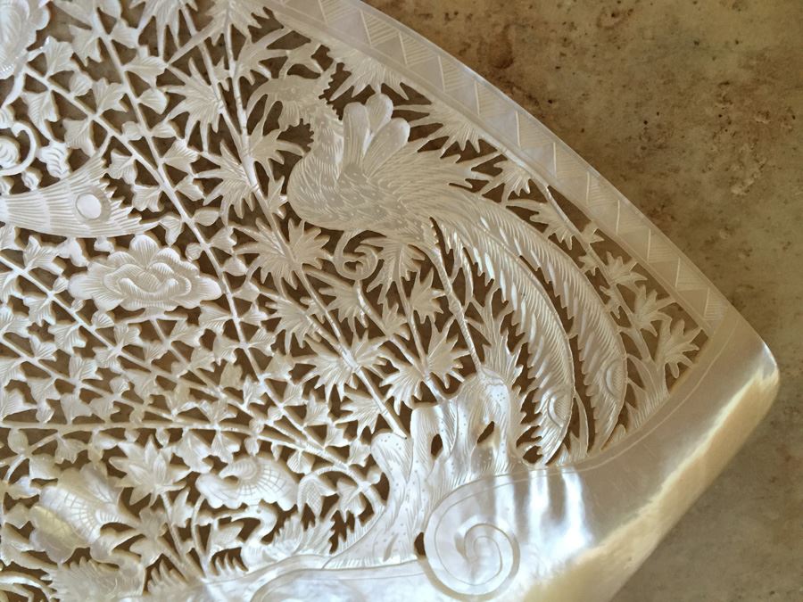 Finely Hand Carved Abalone Shell With Dragon And Bird [Photo 3]