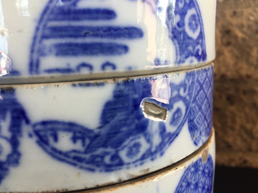 Vintage Japanese Porcelain Jubako Stacking Bento Box  [Photo 11]