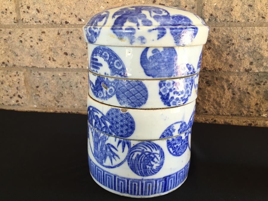 Vintage Japanese Porcelain Jubako Stacking Bento Box  [Photo 13]