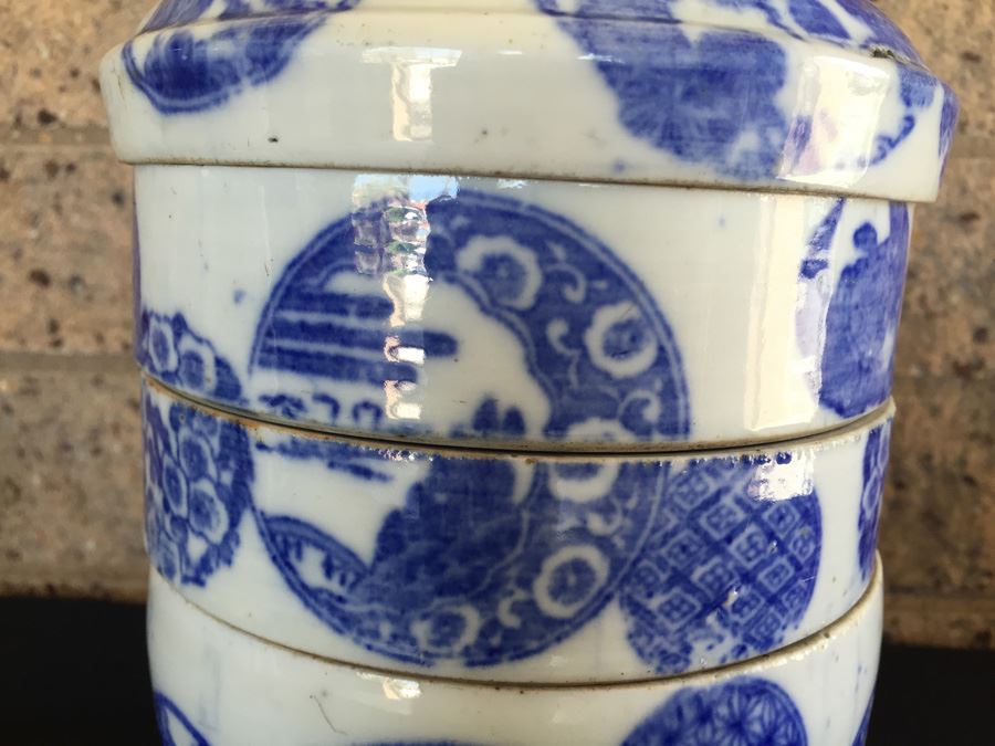 Vintage Japanese Porcelain Jubako Stacking Bento Box  [Photo 5]