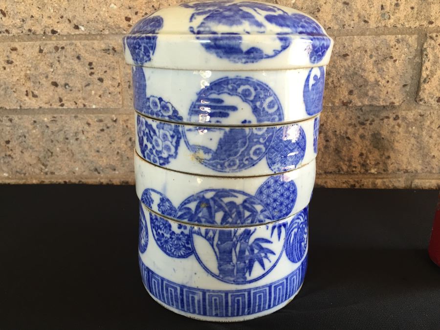 Vintage Japanese Porcelain Jubako Stacking Bento Box  [Photo 14]