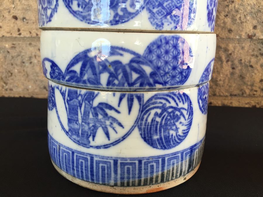 Vintage Japanese Porcelain Jubako Stacking Bento Box  [Photo 7]