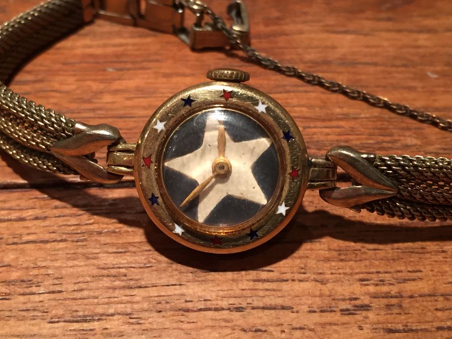 14K Gold Custom Cartier Watch With Inlaid Stars Marking Hours
