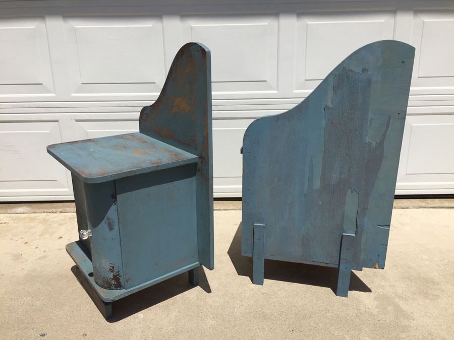 Pair Of Distressed Wood Chabby Chic Blue Nightstands [Photo 9]