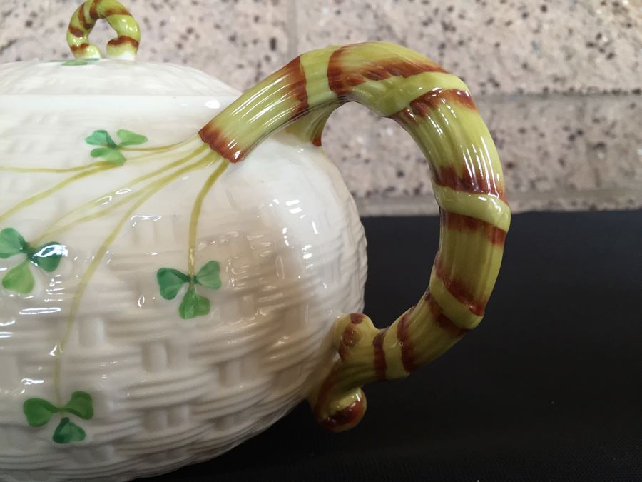 Vintage Belleek China Teapot, Cup And Saucer, Heart Shaped Bowl and Rose Cup Ireland [Photo 5]
