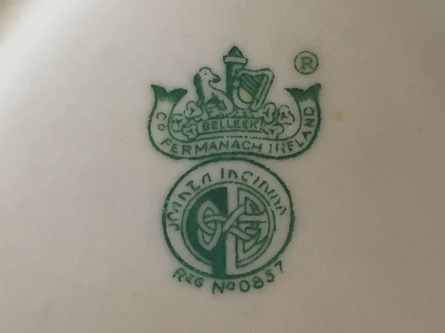 Vintage Belleek China Teapot, Cup And Saucer, Heart Shaped Bowl and Rose Cup Ireland [Photo 27]