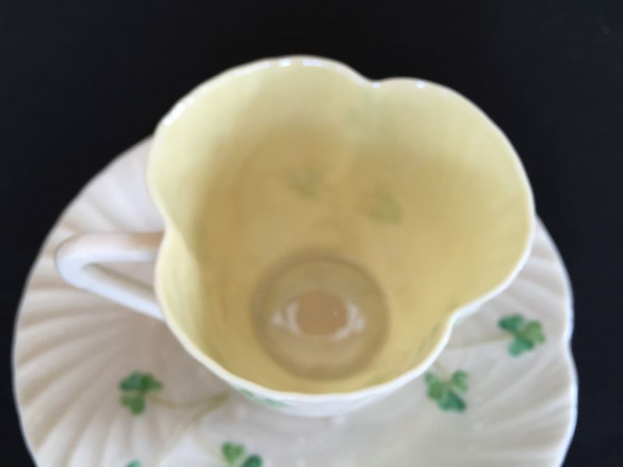 Vintage Belleek China Teapot, Cup And Saucer, Heart Shaped Bowl and Rose Cup Ireland [Photo 18]