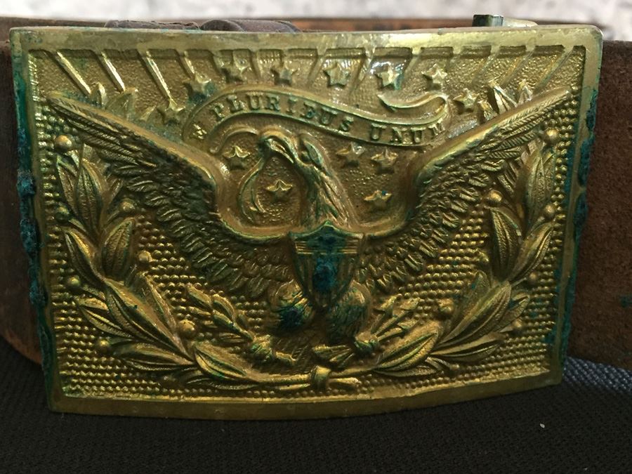 Vintage Brass Belt Buckle With Leather Belt [Photo 5]