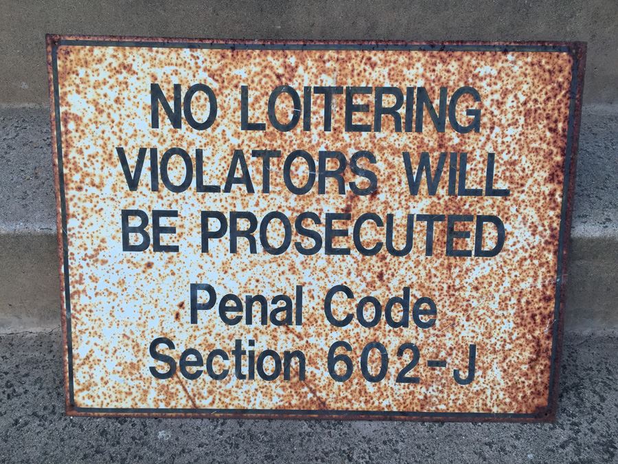 Vintage Rusty Metal No Loitering Sign [Photo 1]