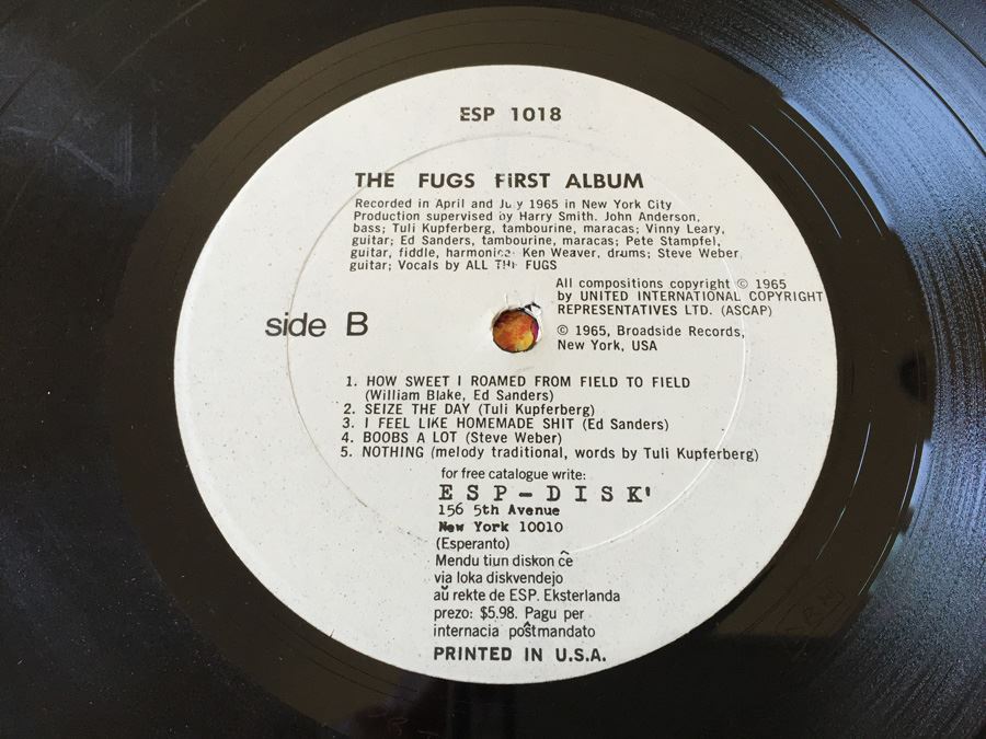 The Fugs ‎- The Fugs First Album - Base Record ‎- ESPS 1018 Vinyl Record Psychedelic Rock  [Photo 6]