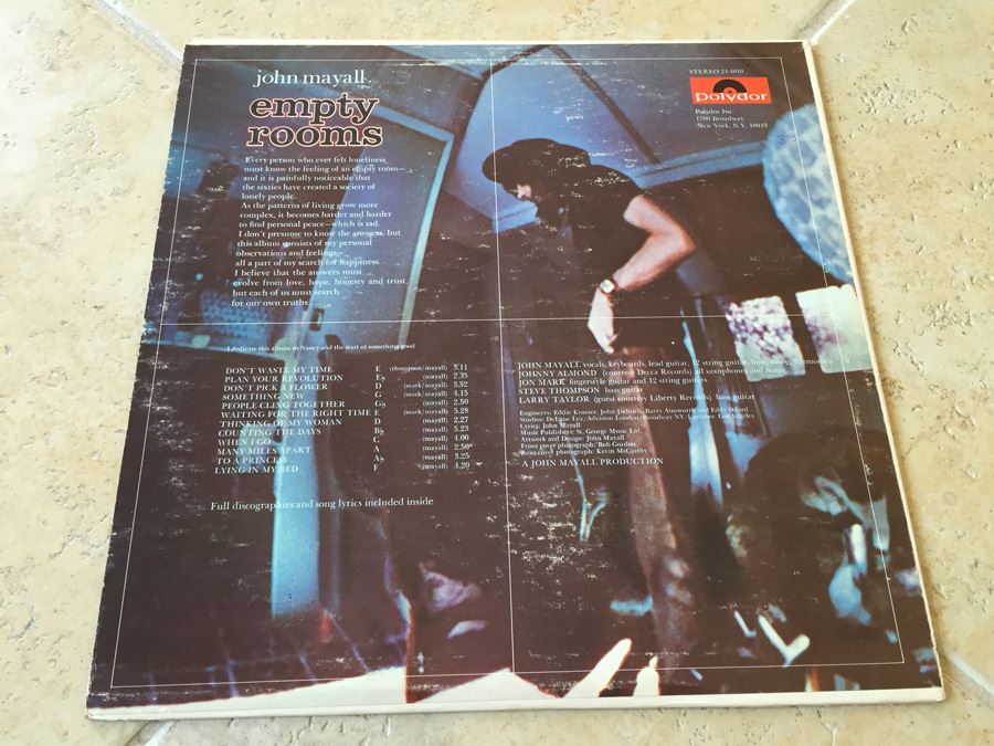 John Mayall ‎- Empty Rooms - Polydor ‎- 24-4010 Vinyl Record [Photo 2]