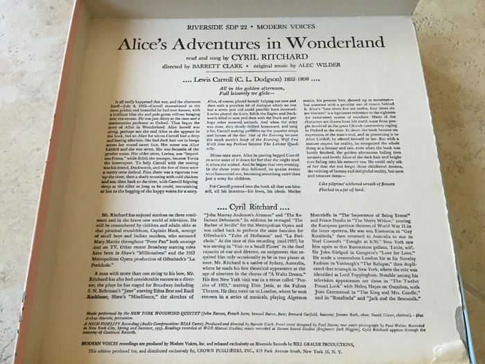 Lewis Carroll ‎- Alice's Adventures In Wonderland - Riverside Records ‎- RLP 7008 4X Vinyl Record Missing Book [Photo 5]
