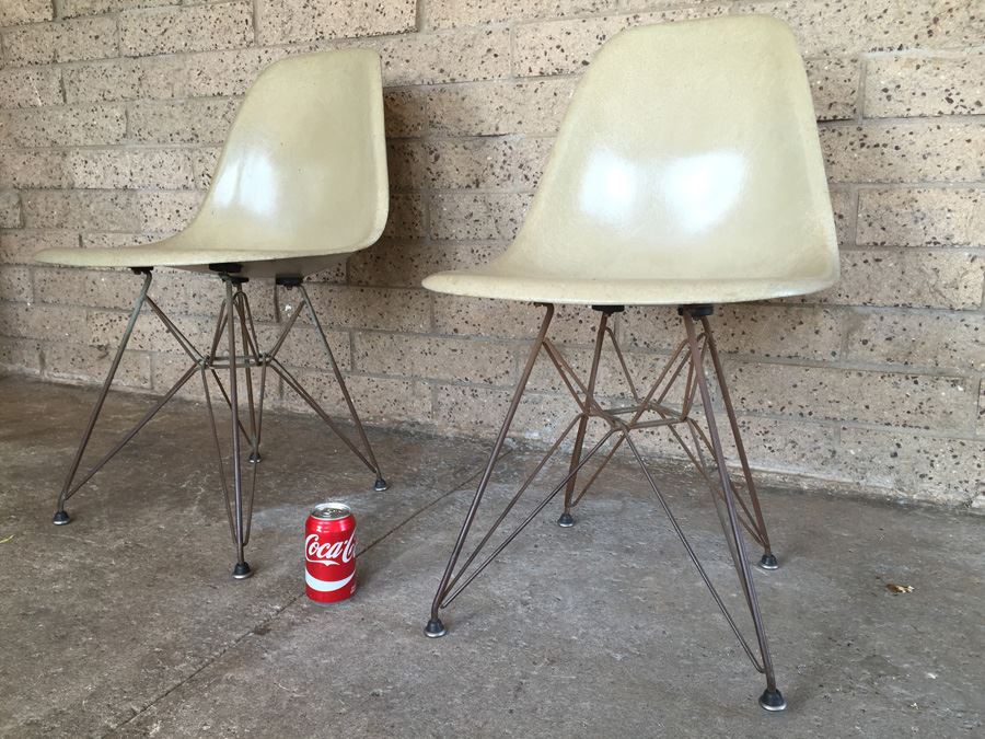 Pair Of Period Charles Eames Fiberglass Side Chairs By Herman Miller [Photo 5]